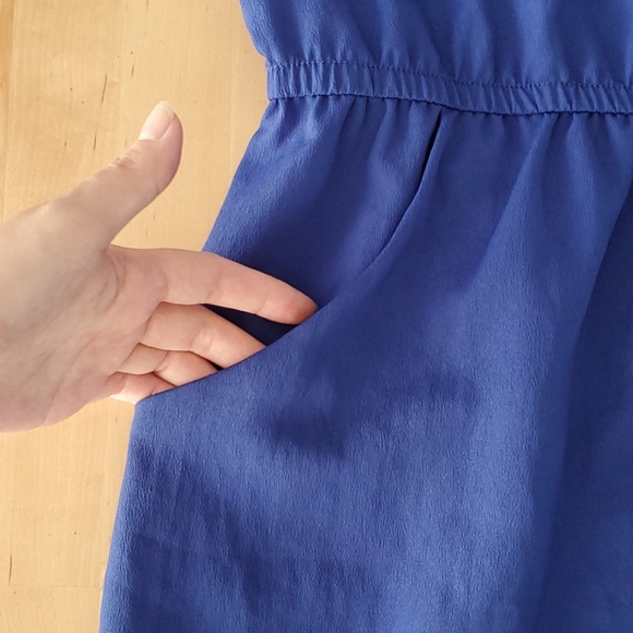 Kirra Blue Ruffle V-Neck Dress with Pockets - Picture 5 of 12